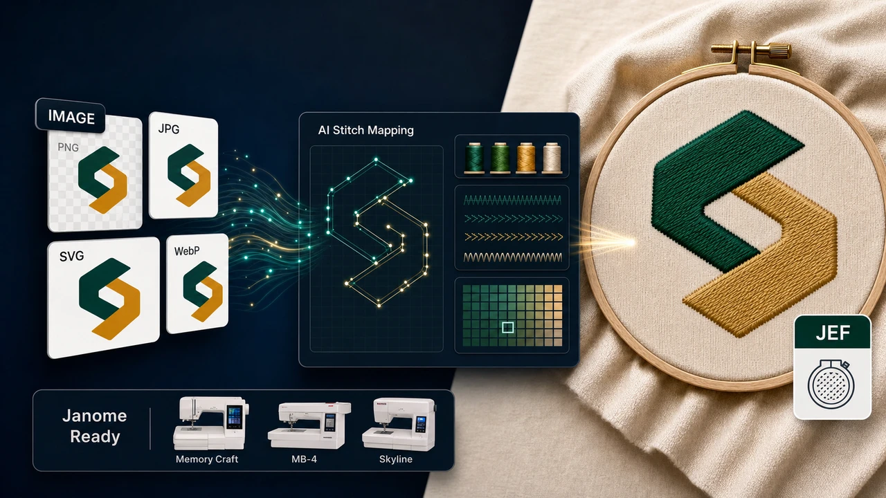 image to jef workflow preview in StitchPilot.ai