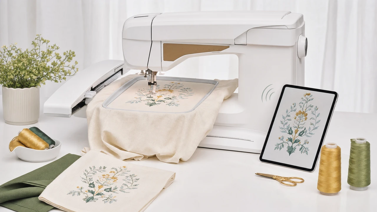 Husqvarna Viking Designer Sapphire 85 embroidery workflow in StitchPilot.ai